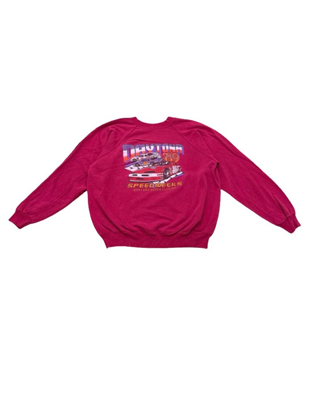 Vintage 1989 Daytona Speedweeks Crewneck Sweatshirt Red Made in USA